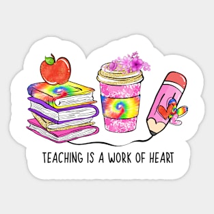 Teacher Books and Coffee Cup Heartfelt Teaching Motivation Sticker